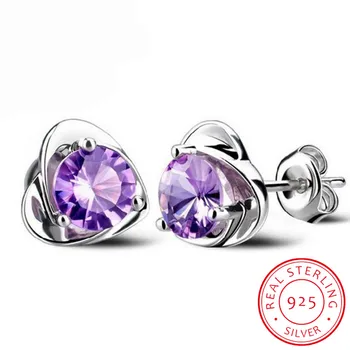 

Romantic Heart Amethyst Gemstone Genuine 925 Sterling Silver Wedding Stud Earrings for Women Luxury Fine Jewelry Gifts