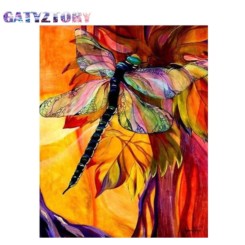 

GATYZTORY DIY Diamond Embroidery Animals Dragonfly 5D Diamond Painting Pictures Of Rhinestones Decoration