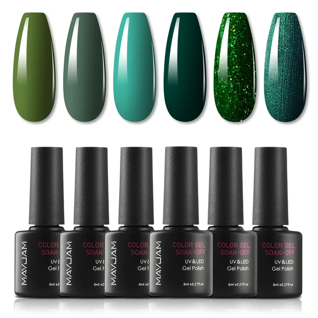 Gel Nail Polish Set All for Manicure Gel Kit Vernis Semi Permanent Varnish Hybrid 6pcs 8ml Natural Green Soak Off Gel Varnishes SY5641