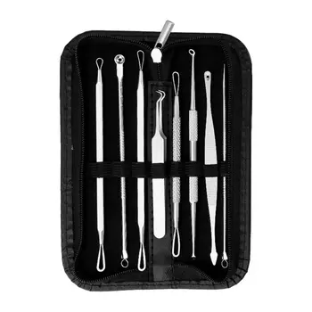 

Acne Needle Set Stainless Steel Acne Needle 8-Piece Set Black-Tip Tweezers For Beauty Salons Facial Beauty