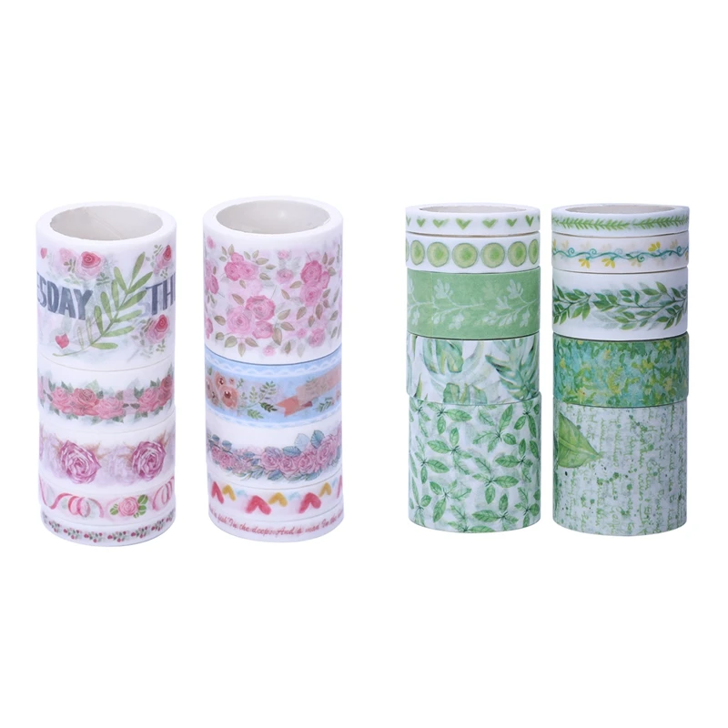

WSFS Hot 20Pcs Cute Masking Washi Tape Set Stationery Kawaii Scrapbooking Supplies Sticker Rose Flower & Tree Greenery