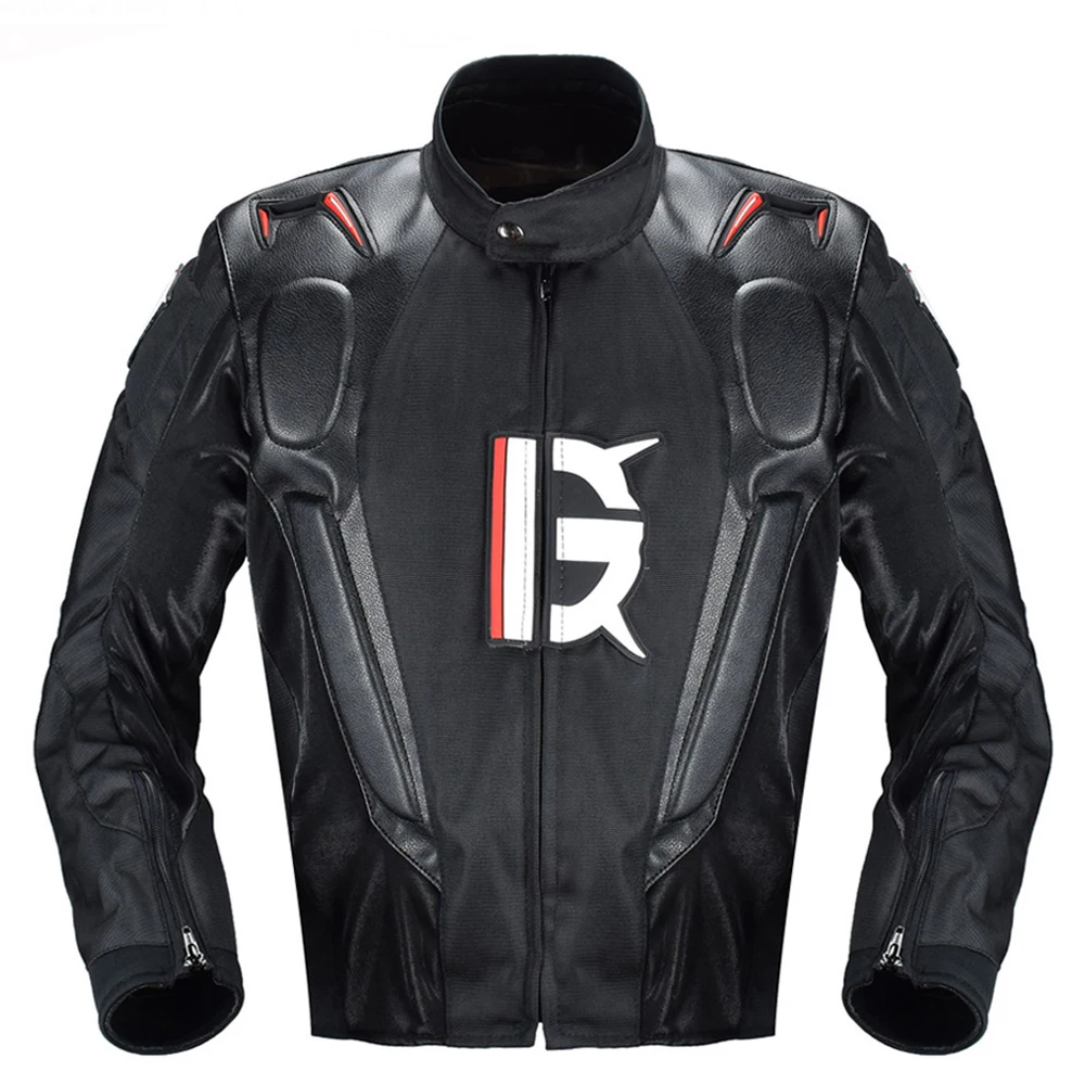 

GHOST RACING Motorcycle Jacket Men Motocross Racing Riding Jacket PU Leather Motorbike Moto Jacket 7pcs Protector Body Armor