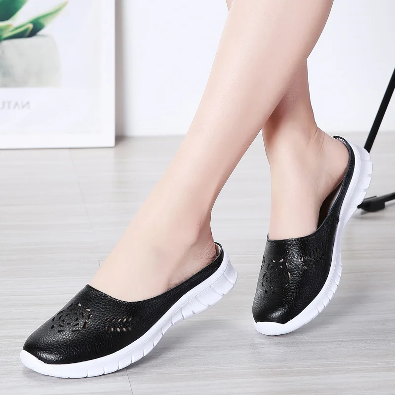 

2019 Spring And Summer New Style Genuine Leather Soft Bottom Is Comfortable with Holes Breathable WOMEN'S Flat Shoes Porous Shoe