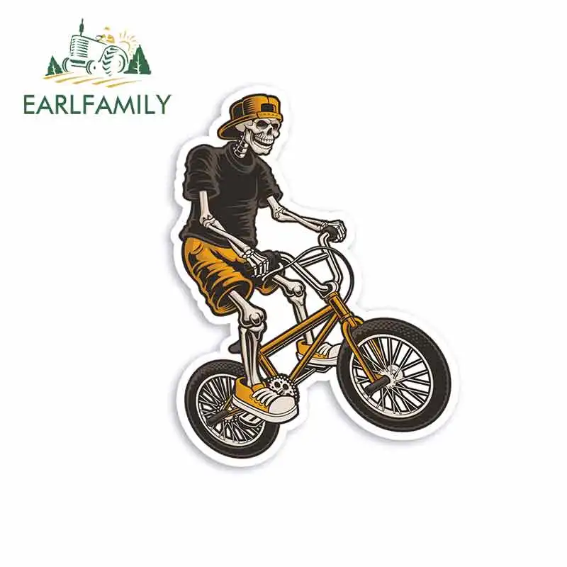 

EARLFAMILY 13cm x 8.6cm for Cool Skeleton Biker Cartoon Comic Oem Car Stickers Vinyl Sunscreen RV VAN JDM Accessories Graphics