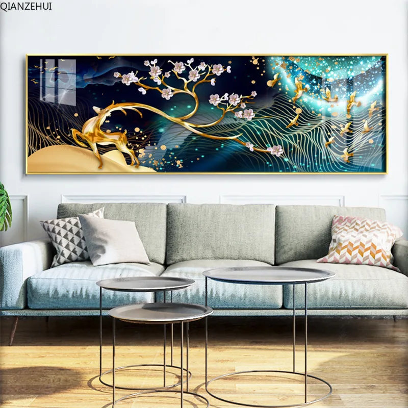 

QIANZEHUI,Diamond Embroidery,Nordic abstract elk. Fortune deer Full rhinestone 5D Round Diamond painting cross stitch,needlework