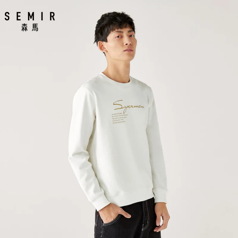 SEMIR осенний и зимний бархатный свитер для мужчин ins Мужской Повседневный пуловер с круглым вырезом хип-хоп толстовки