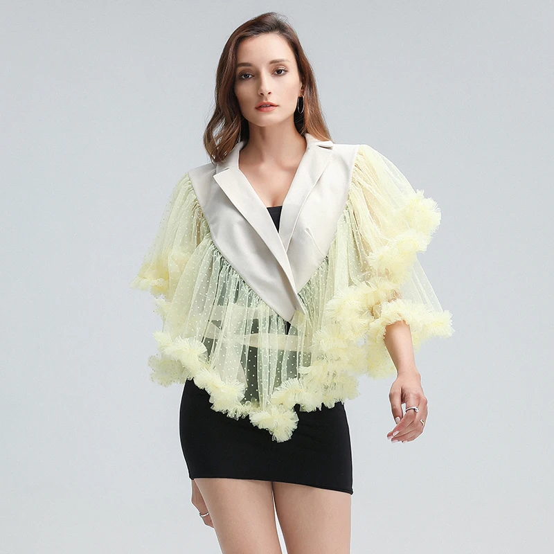 TWOTWINSTYLE Mesh Sexy Patchwork T Shirt For Women
