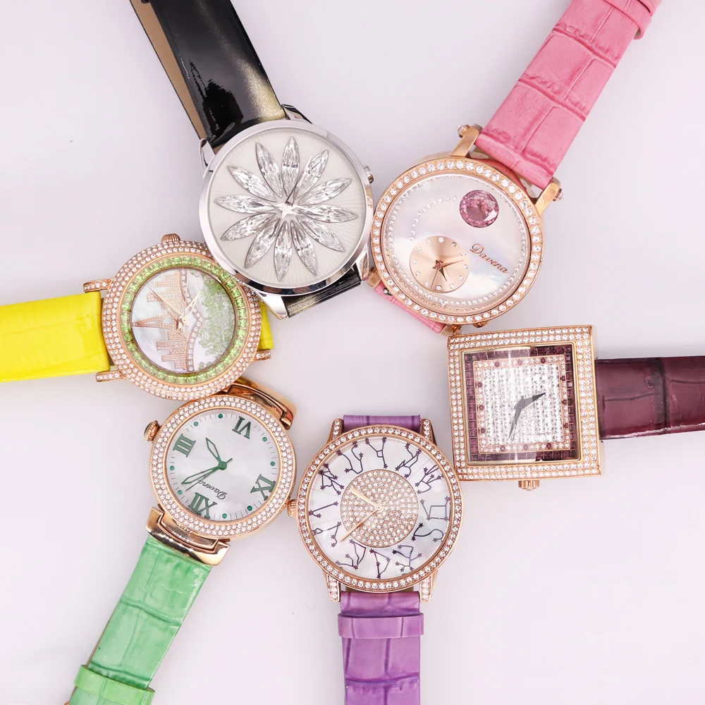 SALE!!! Discount Davena Crystal Old Types Lady Women's Watch Japan Mov't Fashion Hours Bracelet Leather Girl's Gift No Box