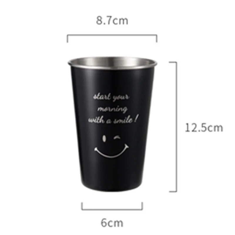 Style E Cup Новинка 500 мл черная кофейная кружка из нержавеющей стали с крышкой с креативным буквенным узором для путешествий, кемпинга, чая, молочные чашки для дома, офиса, школьный подарок - Цвет: Style E Cup