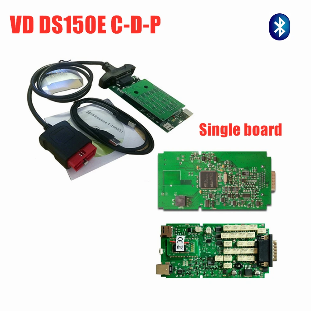 Качество A+++ Одиночная зеленая плата с bluetooth/USB 2016R0 keygen VD DS150E C-D-P для delphis obd obd2 автомобильный грузовик диагностический инструмент - Цвет: with bluetooth