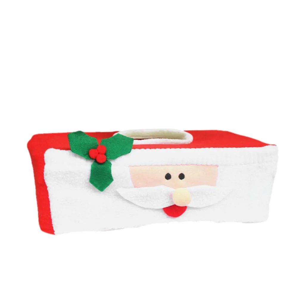 2Pcs Christmas Santa Claus Tissue Box Desktop Living Room Tray Paper Towel Storage Box Xmas Christmas Decoration For Home