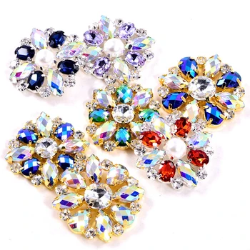 

1pcs/lot 33MM Flower Manualidades Diy Accessories Rhinestone Snap Flatback Sewing Button for Wedding Craft Decorative