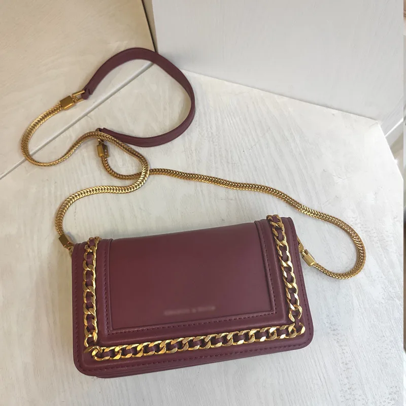 Chain Decoration Shoulder Slung Women's Bag PU