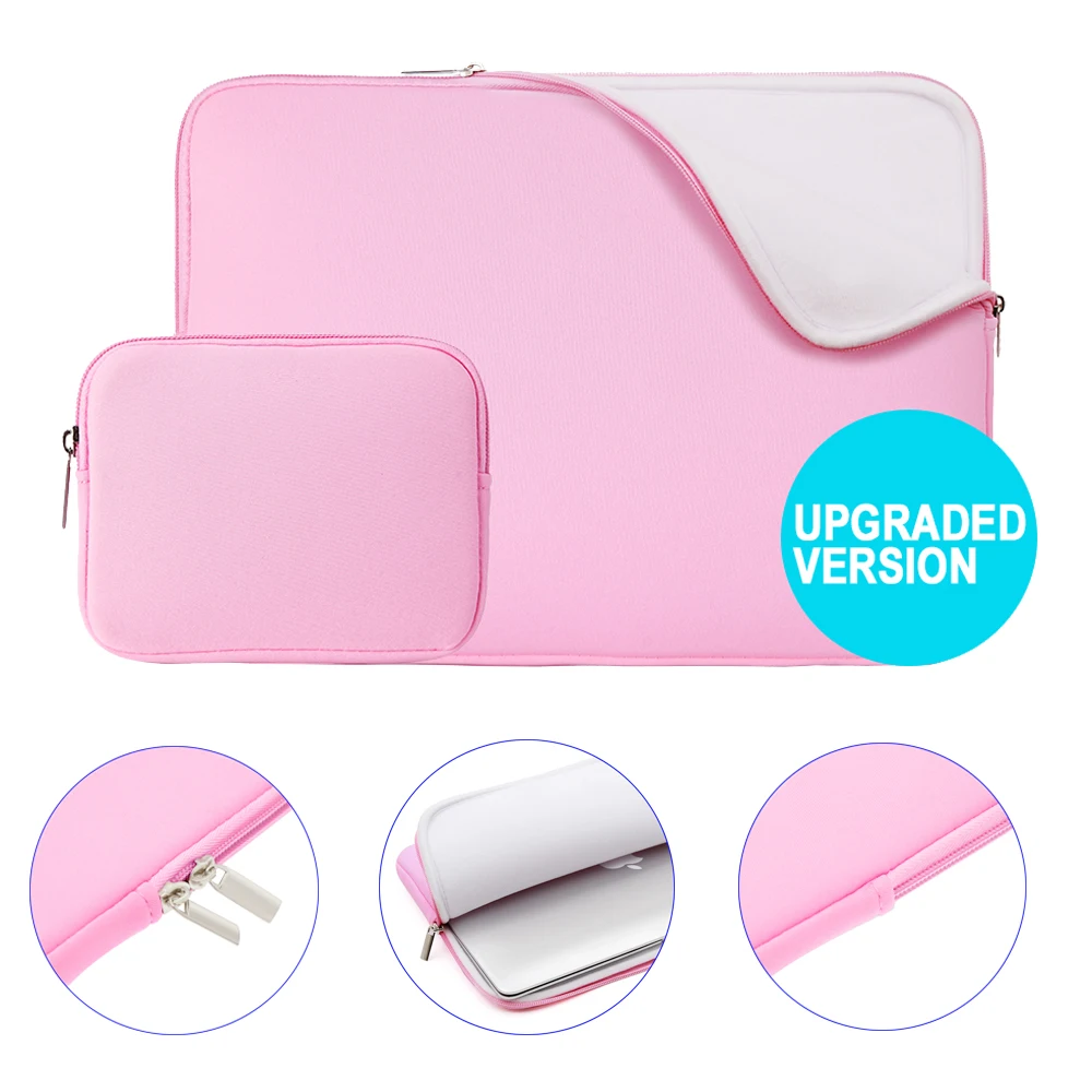 

Rainyear Laptop Bag Sleeve Zipper Case 11,13,14,15,15.6 Inch Notebook Bag Cover For Macbook Air ASUS Dell Protective Case Pink