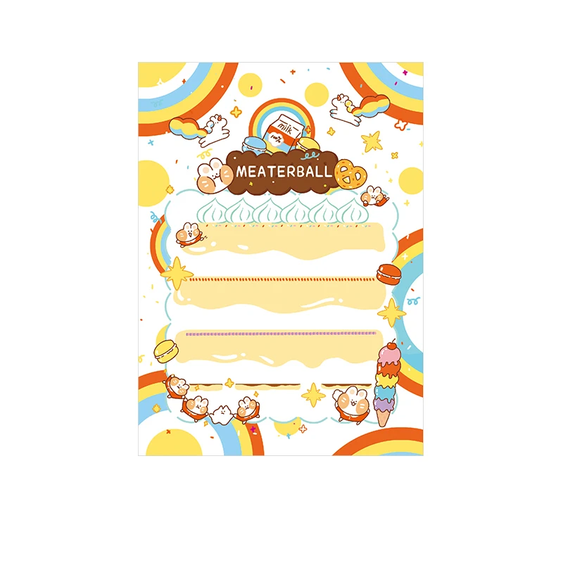 E Mr paper 50 шт./лот Kawaii Мультфильм Meaterball большой размер вкладыш блокнот s креативный котенок записывать точки блокнот листы - Цвет: E