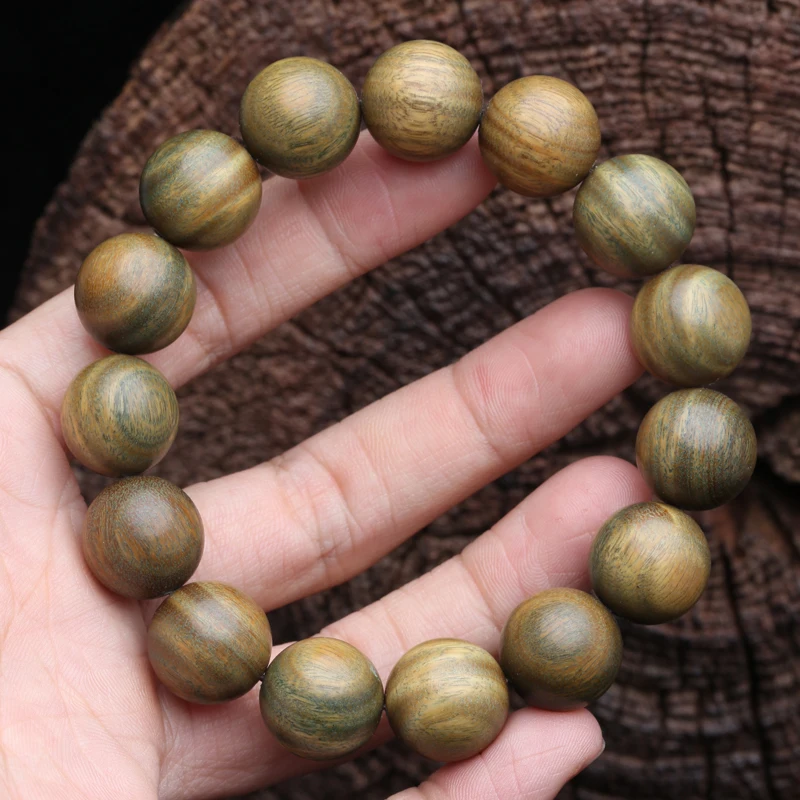 Echtes SandalWood Perlen 15mm buddhistisches Armband Rosenkranz Yoga Armband Damen und Herren Unisex (SandalWood) elastisches Armband