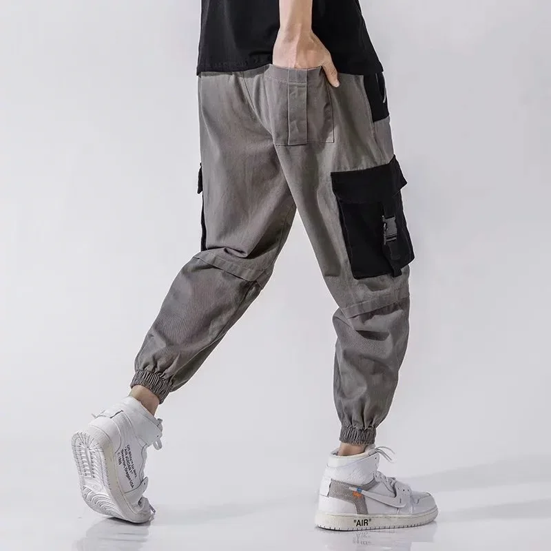 

Summer Thin Section Japanese-style Contrast Color Multi-pockets MEN'S Casual Pants Middle School Students Workwear Capri Pants P