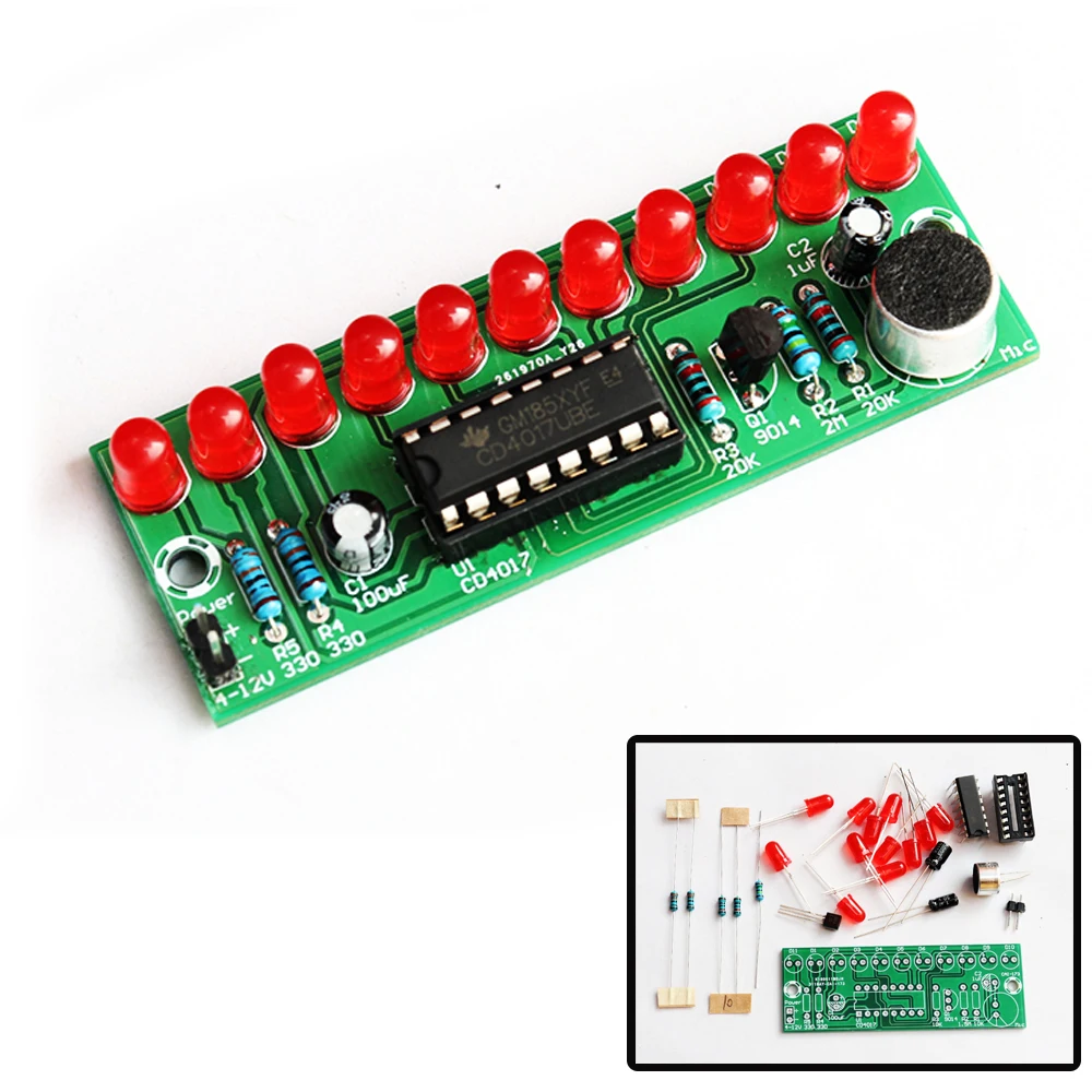 

Набор электронных СИД ламп CD4017 с голосовой активацией