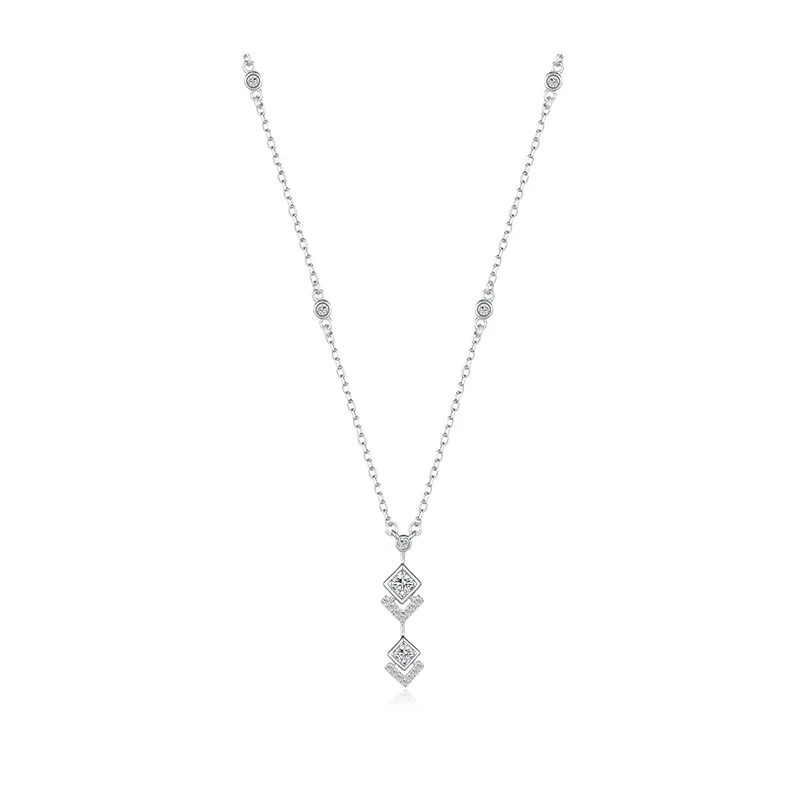 

Origional Light Luxury South Korea 925 Silver Necklace Diamond Set Carved Five-pointed Zircon Clavicle Necklace Women's Small Je