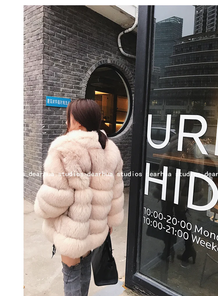 Haining/женская одежда с мехом,, Осень-зима, Новое Стильное женское платье со стоячим воротником средней длины, приталенное пальто с лисьим мехом
