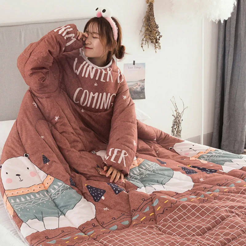 

1 Pcs Lazy Quilt With Sleeves Warm Thicken Blanket Multifunction For Home Winter Nap-30