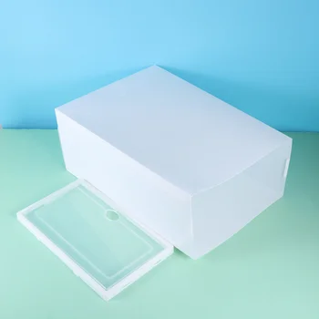 

12PCS Thicken Shoes Box Transparent Stackable Shoes Storage Box Plastic Shoe Container - Size S (White)