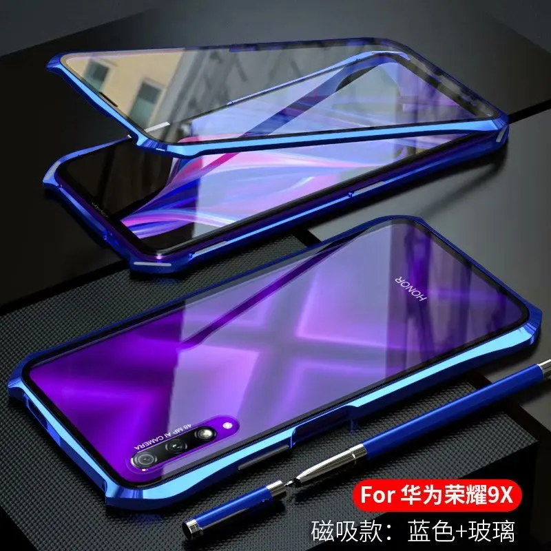Магнитный металлический бампер чехол для Huawei Honor 9 X Чехол прозрачный двусторонний-стекло в рамке Броня Полный корпус чехол для Huawei Honor 9X9 X