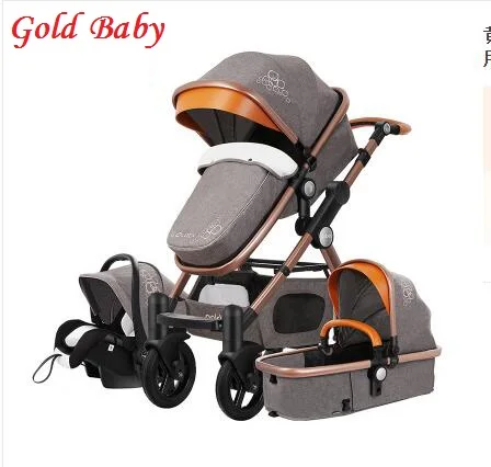Детская коляска, высокая, Land-scape, золотая, baby3 в 1, переносная, складная, 2, 1, роскошная коляска - Цвет: 2pcs New Grey