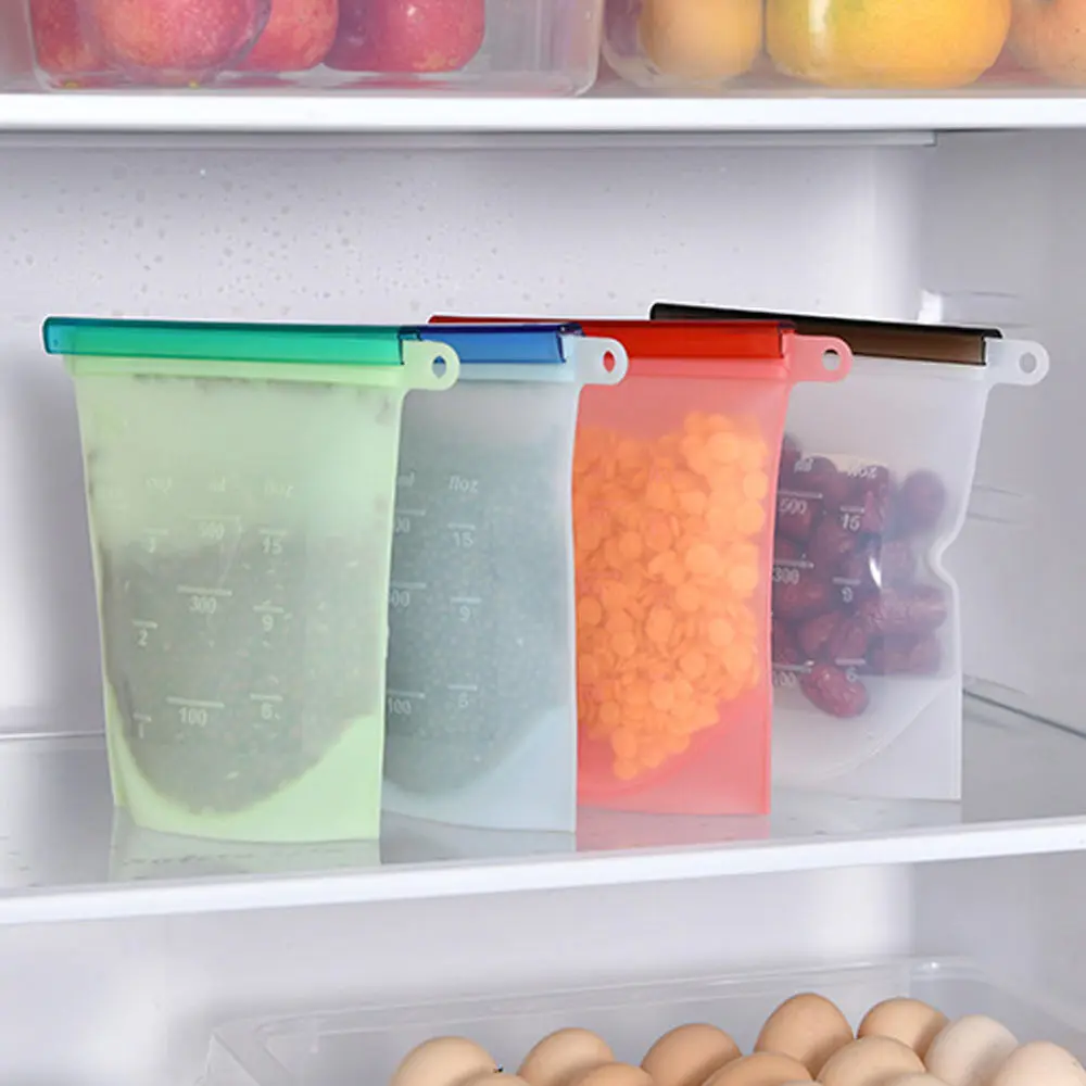 4 шт./компл. многоразовые вакуумные силиконовый закреп мешка для еды вакуумный упаковщик молоко фрукты хранение мяса сумки еда в холодильнике контейнеры для хранения пакет для холодильника