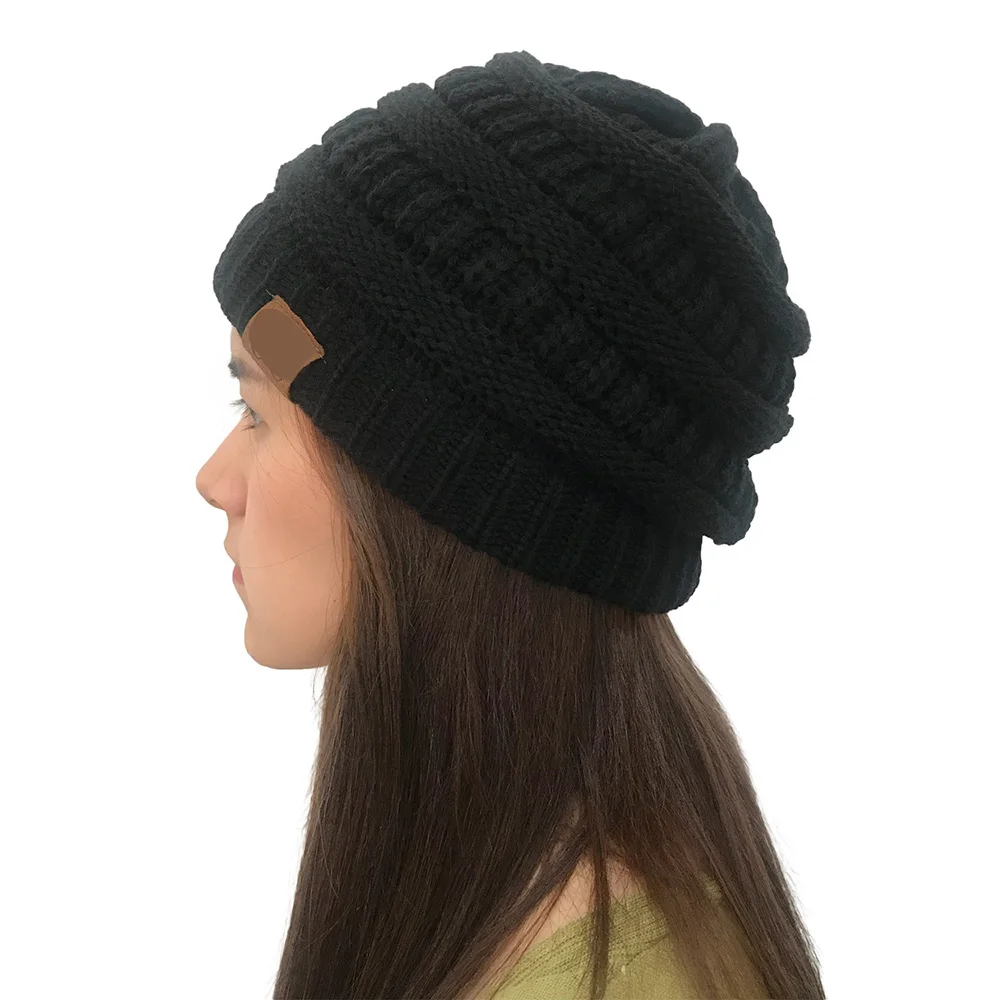 Осенне-зимняя женская шапка Skullies cc Beanies, одноцветная вязаная женская шапка, шапка бини для девочек, мягкие теплые шапки, женская шапка