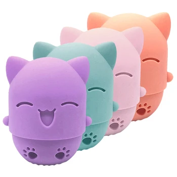 

DIY Creative Kitten Beauty Egg Storage Box Mini Dustproof Silicone Portable Breathable Makeup Egg Storage Tool Makeup Accessorie