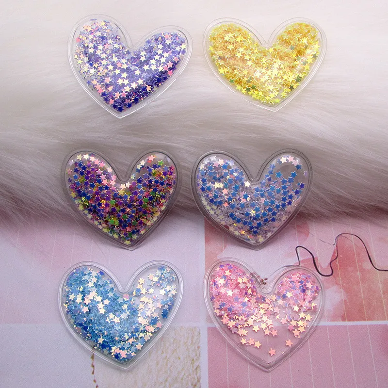 Mixed-color heart 2-15 шт прозрачные струящиеся зыбучие пески блестки Сердце Аппликации DIY ремесло поставки дети шпилька аксессуары материал украшения - Цвет: Mixed-color heart