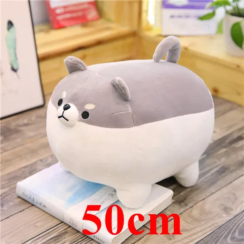 1 шт. милые толстые Шиба ину и корги собаки плюшевые игрушки мягкие Kawaii животных мультфильм Подушка куклы подарок для детей Детские - Цвет: 50cm grey