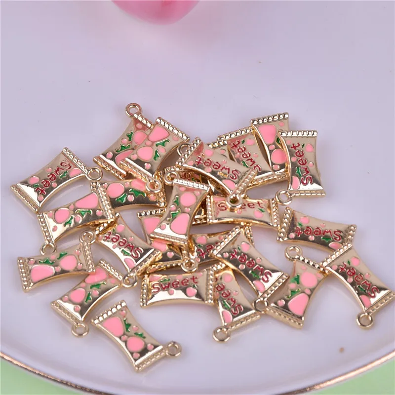 

10pcs/pack 3D Double Face Sweet Candy Metal Charms for Earring DIY Jewelry Making 10X15mm