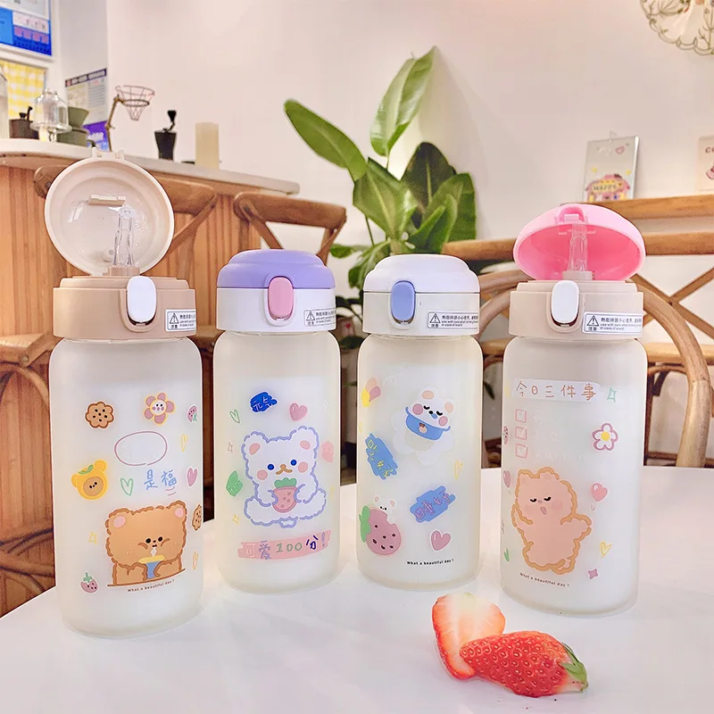 400 ML Kawaii Bear Pastel Water Bottle Cute Kids Girls School