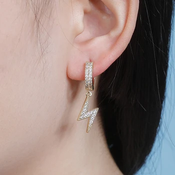 

1 Pair Unisex Trendy Cute Lightning Bolt Hoop Earrings Hip Hop Punk Bling Crystal Earrings Fashion Pendant Charm Jewelry Gift
