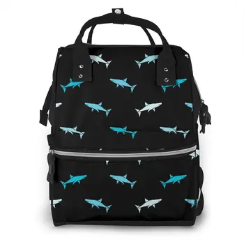 

Mummy Bag Blue Shark Symbols Nappy Backpack Large Capacity Stroller Bag Mom Baby Multi-function Waterproof Outdoor Diaper Bags