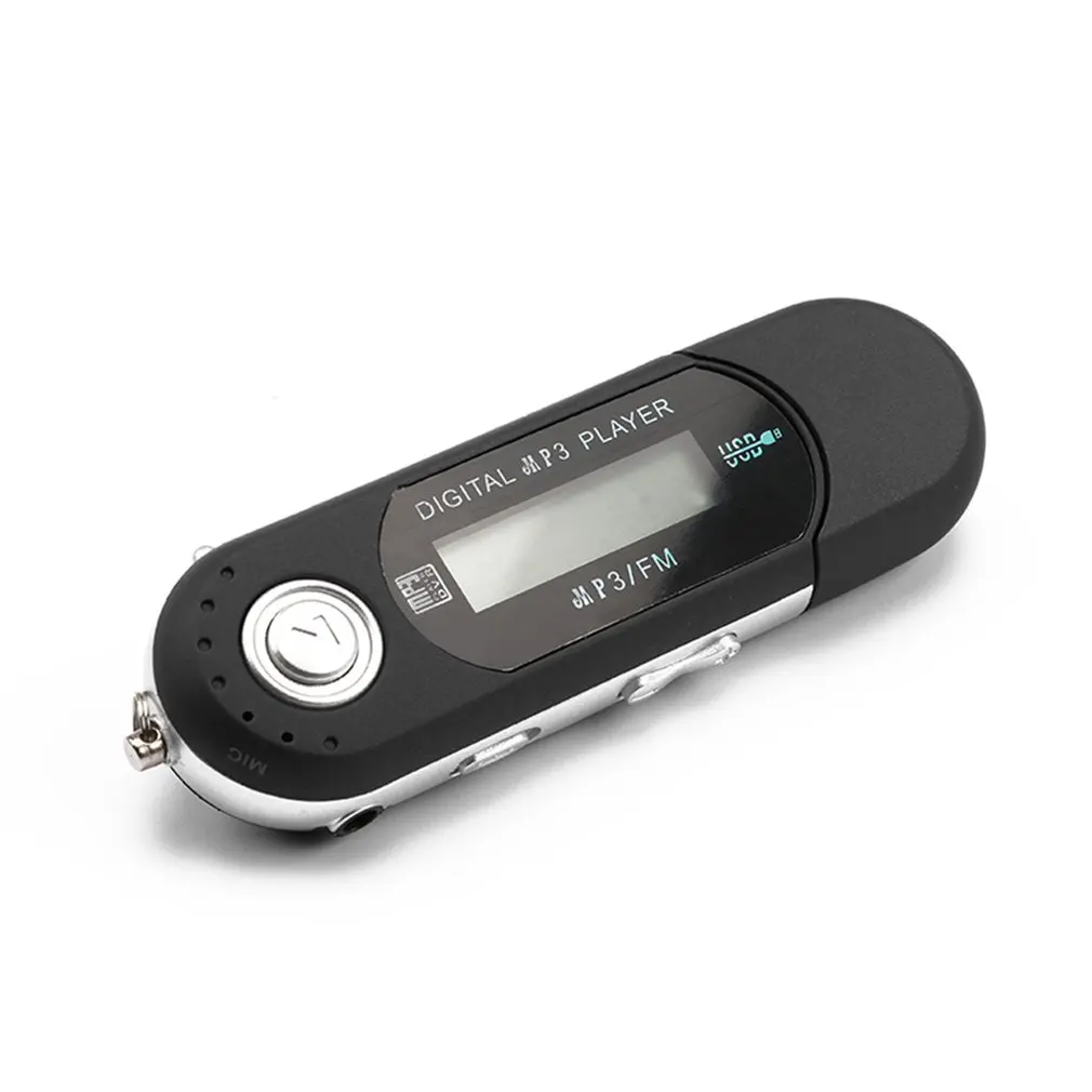Черный Цифровой мини USB MP3 музыкальный плеер FM радио Функция с TF слот для карт ЖК-экран портативный USB флэш-накопитель с наушниками - Цвет: Черный