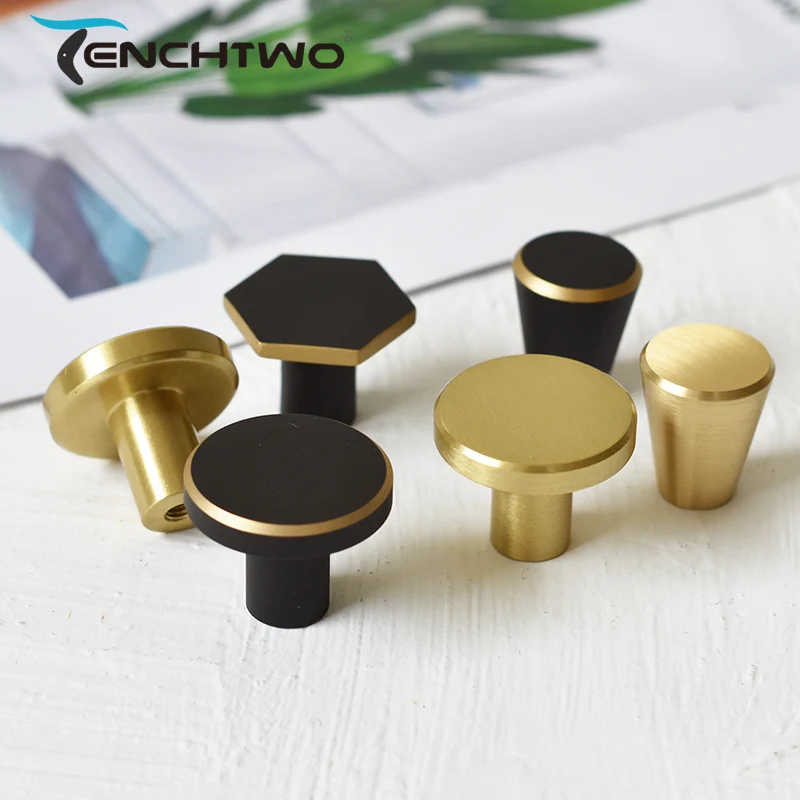 TENCHTWO مقابض تسريحة نحاسية ذهبية مستديرة درج خزانة المطبخ يسحب باب ...