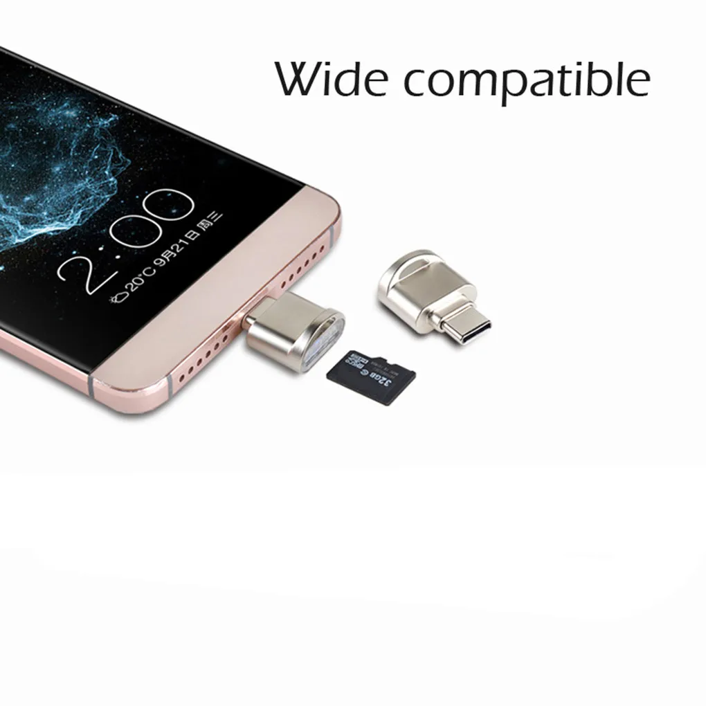 Цинковый сплав телефон камера Micro SD TF карта памяти Высокоскоростной мини USB 2,0 кард-ридер цепь прилагается