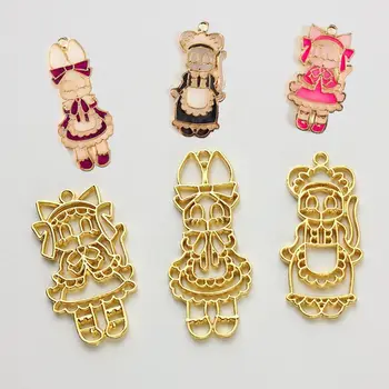 

Handmade Golden Rabbit Star Heart Cartoon Resin Frame Pendant Open Bezel Setting Resin Casting Art Jewelry Making