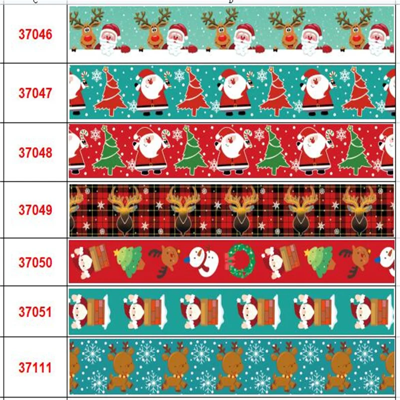 

16mm-75mm Christmas Ribbon Santa Claus, Elk Print Ribbon for Gift Wrapping Wedding Decoration Hair Bows DIY 50yards
