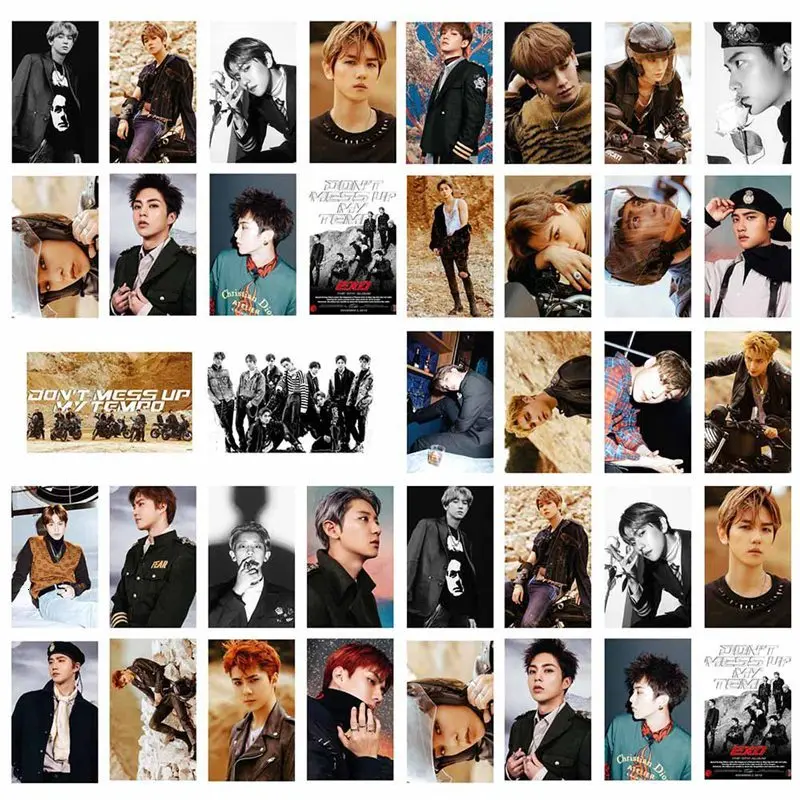 30 pgs/коробка K-POP EXO альбом не ESTRAGE MY RITMO самодельные бумажные веера карты Lomo фото HD Фотокарта подарок