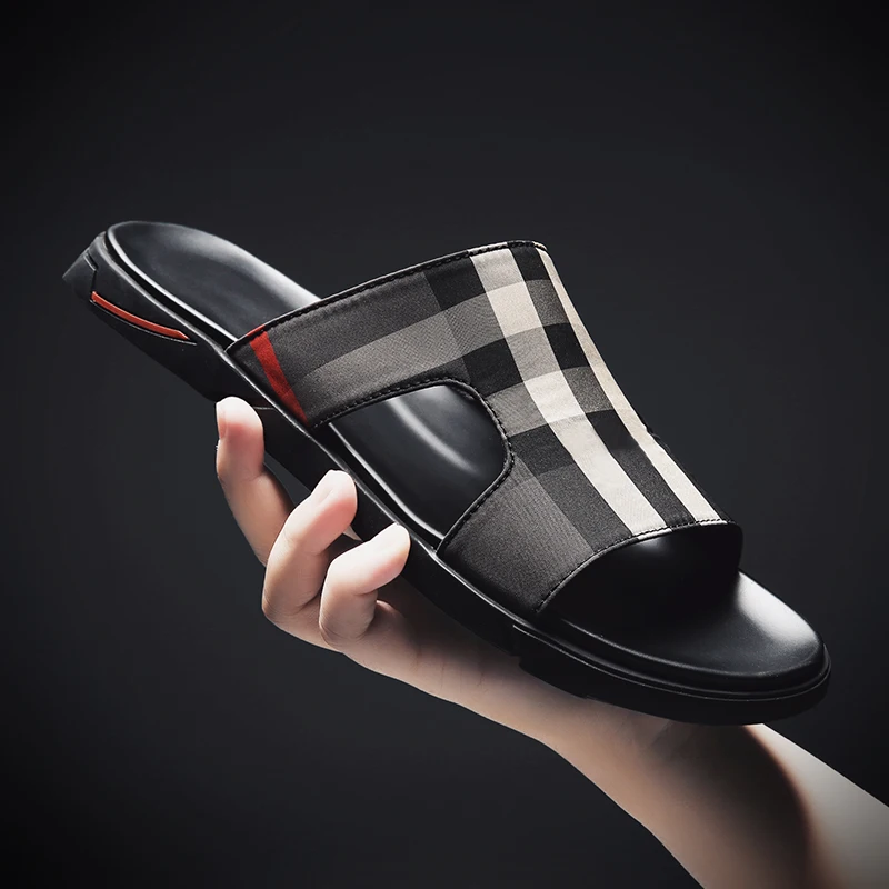 CYYTL Men Slippers EVA Non-slip Outdoor Beach Flip Flops 2020 Summer Casual Shoes Striped Slides Black Sandal Indoor