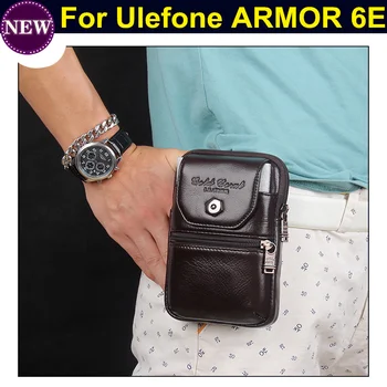 

Men Genuine Leather Waist Bag Business Crossbody Bag Cell Phone Bag for Ulefone ARMOR 6E 6.2 inch Phones Free Shipping