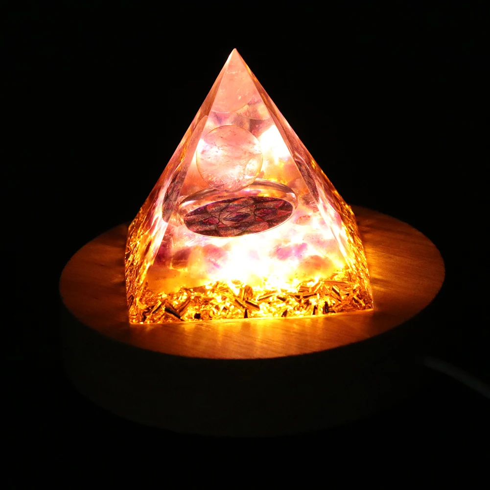 USB LED Light Base For Orgonite Pyramid Healing Crystals Energy Reiki Chakra Multiplier Amethyst Meditation Lucky Gather Stone lamp base