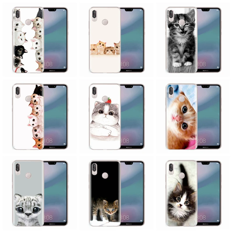 Soft Case For Huawei Honor 7A 8A 8X 8C 9 10 Mate 20 P Smart P10 Lite Nova 3 TPU Cartoon Cat Cover D103 |