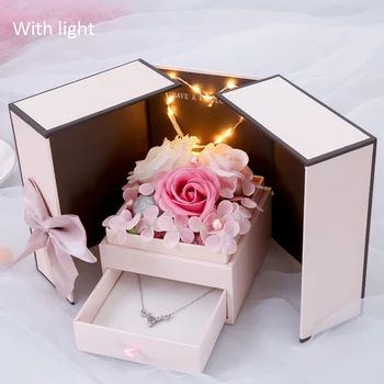

Flower Gift Box Beautiful Foldable Wrapping Case Romantic Jewelry Box with LED Light for Xmas Valentine's Day Birthday Gift