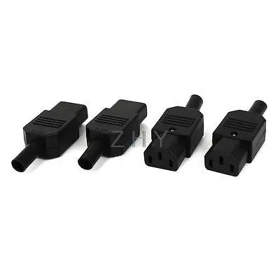 

4 Pcs IEC320 C13 Female Plug Inline Power Rewirable Adapter Socket AC 250V 10A