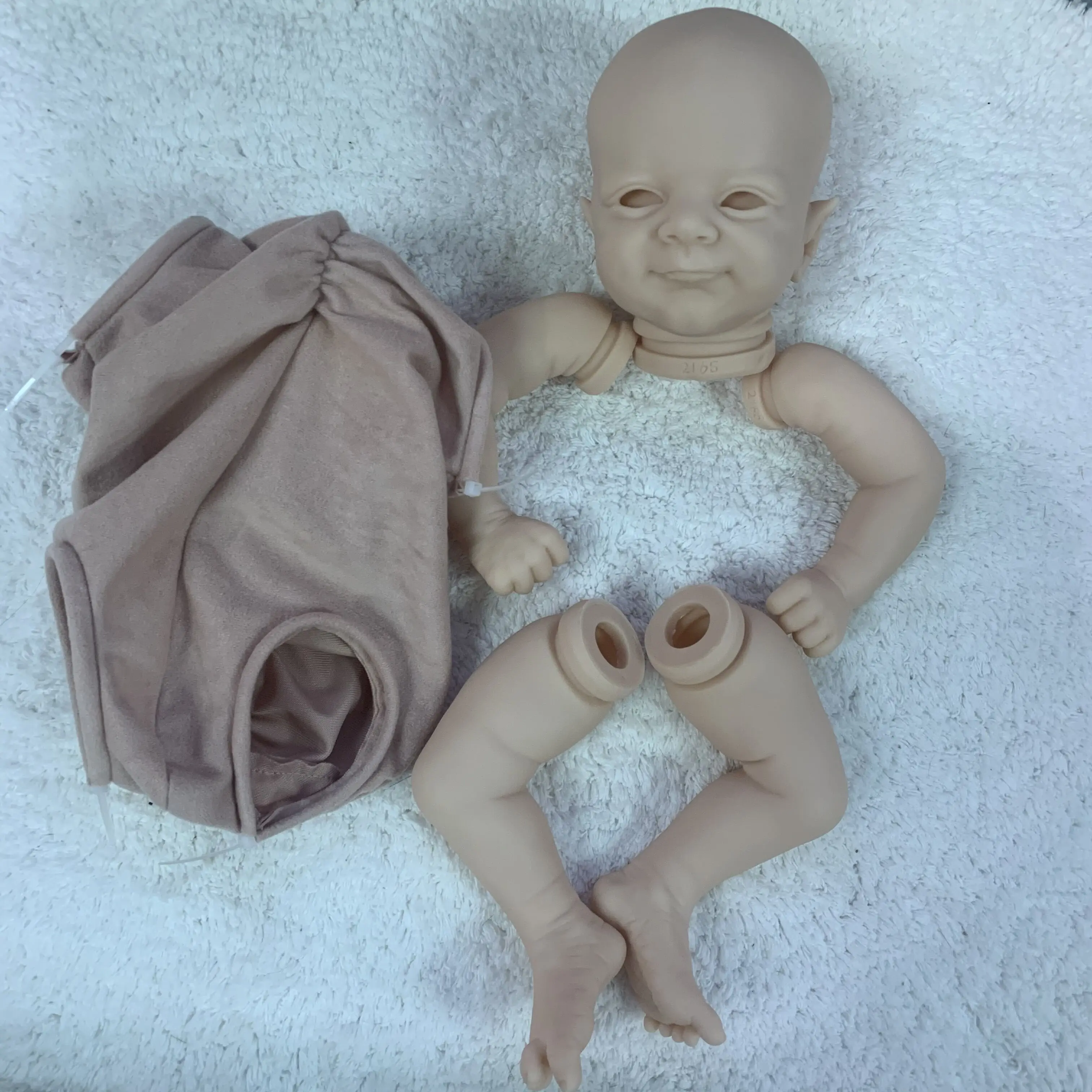 FBBD 17inch  Bebe Reborn Doll Kit Woodland Fairy Elf Flynn with Body and Eyes Unpainted Doll Parts Reborn Baby Toys for Children